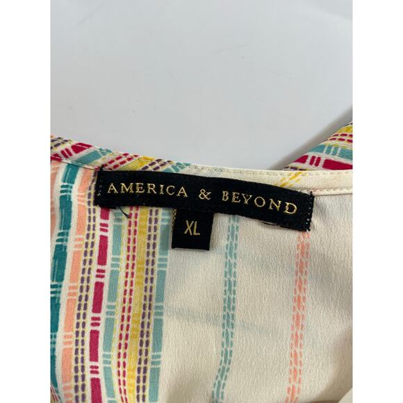 American & Beyond Striped Midi Dress Womens XL Boho Beach Fairy Whimsy Resort - Picture 3 of 16